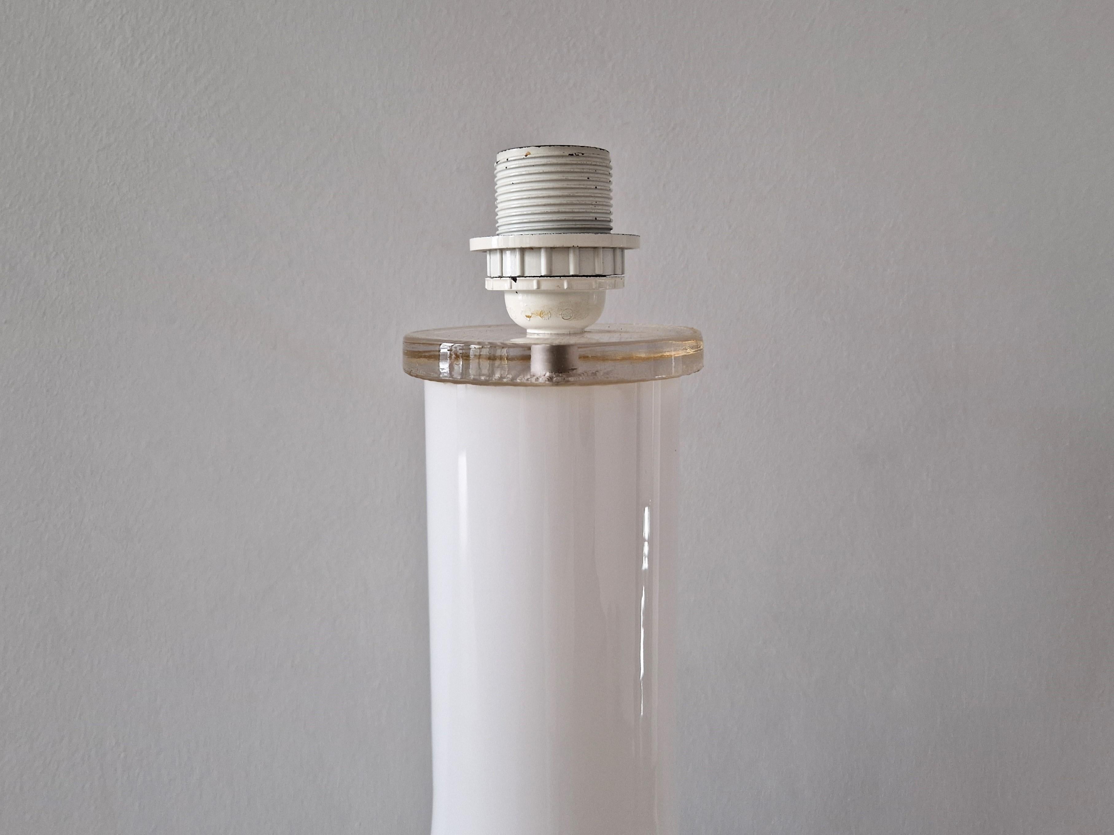 Swedish Large white glass table lamp by Gert Nyström for Hyllinge, Sweden 1960's For Sale