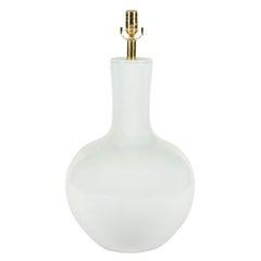 Large White Glazed Ceramic Long-Neck Vase Lamp