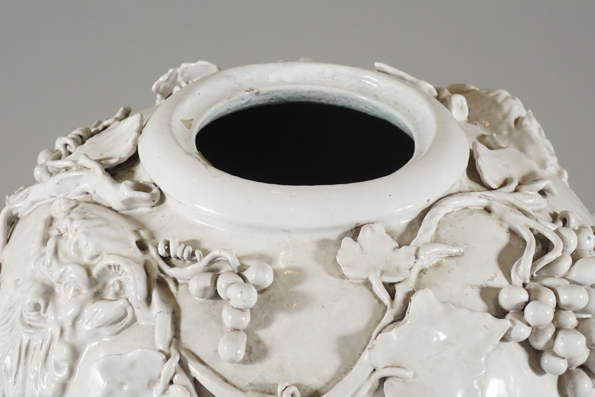 Hand-Crafted Large White Glazed Jardiniere by Vincent Garnier For Sale