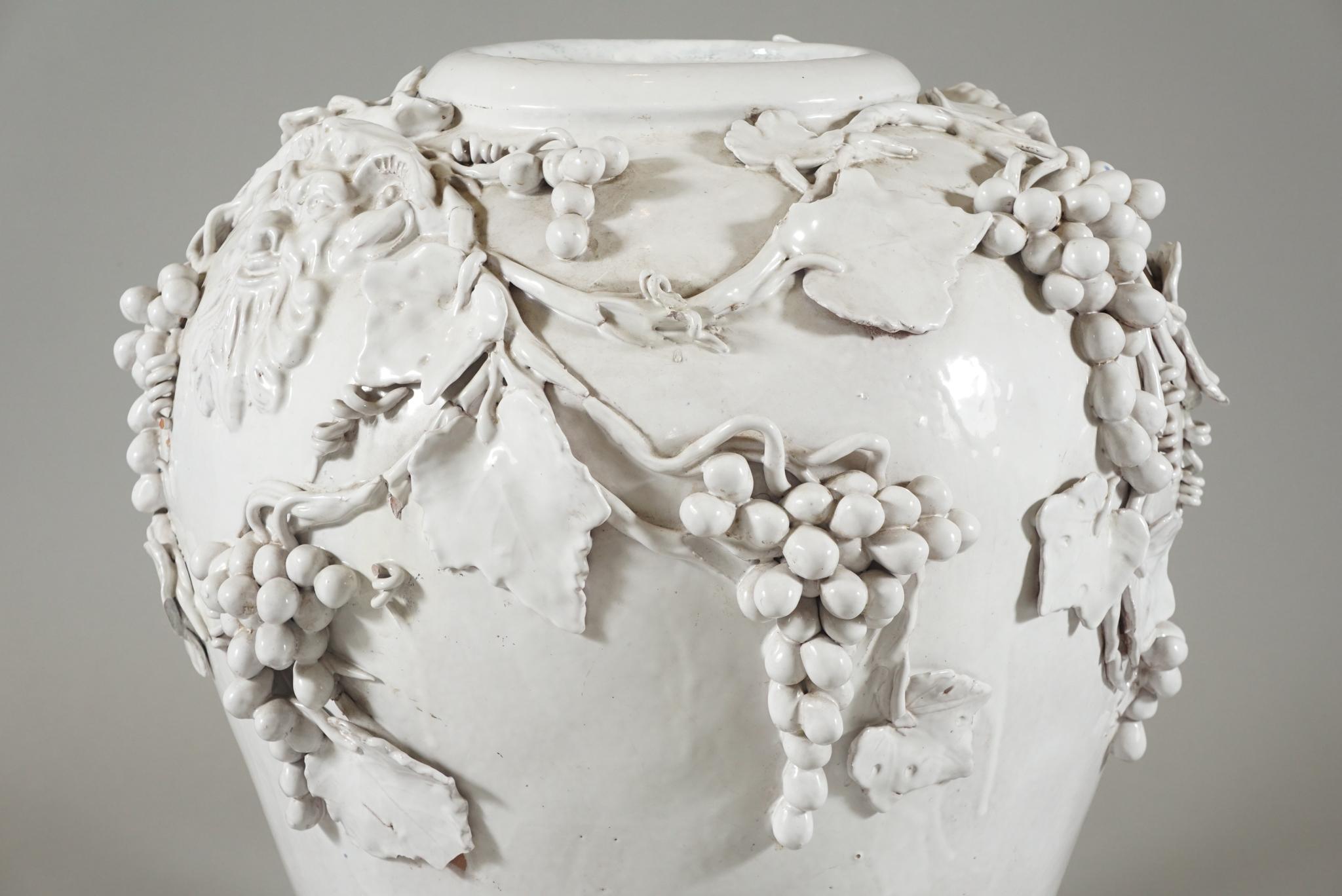 Large White Glazed Jardiniere by Vincent Garnier In Good Condition For Sale In Hudson, NY