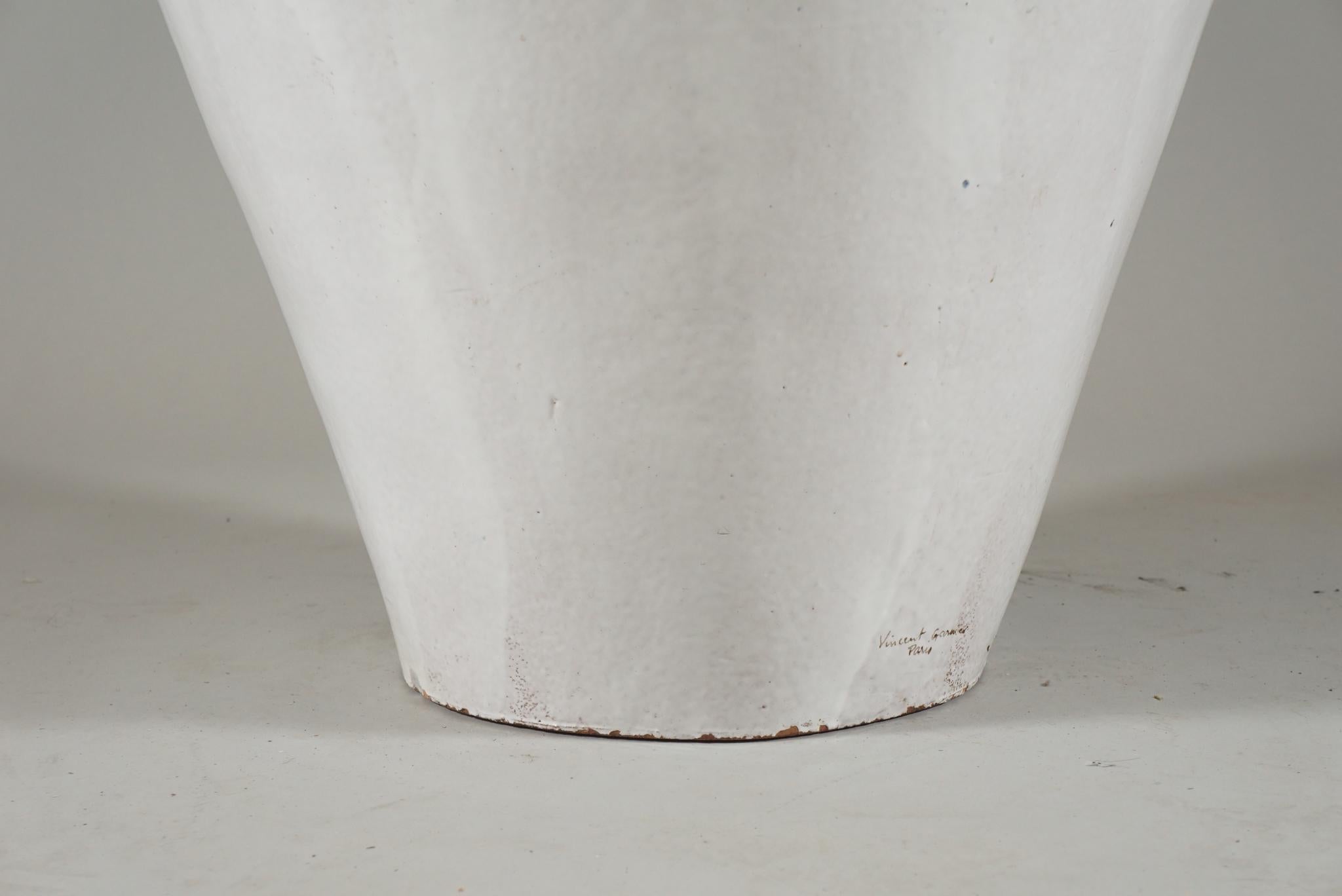 20th Century Large White Glazed Jardiniere by Vincent Garnier For Sale