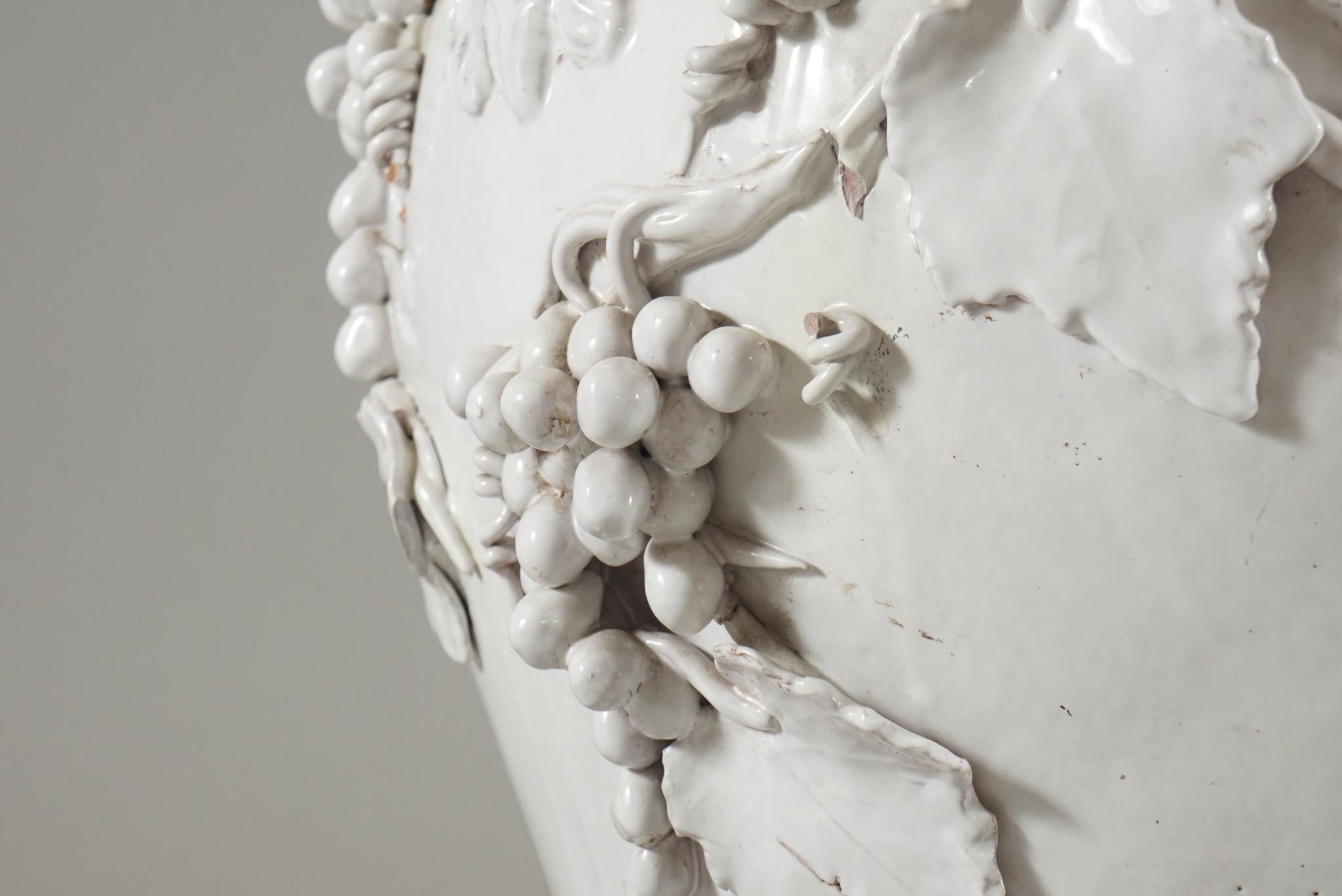 Clay Large White Glazed Jardiniere by Vincent Garnier For Sale
