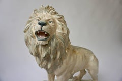 Large German Porcelain Lion Sculpture by Rudolstadt, circa 1900