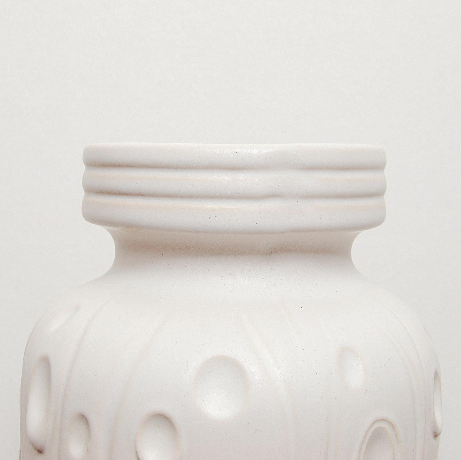 German Large White Glazed Stoneware Floor Vase, 1960s
