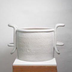Large white glazed stoneware pot by Clémentine Dupré, 2026.