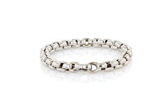 Large White Gold Fope Box Link Bracelet