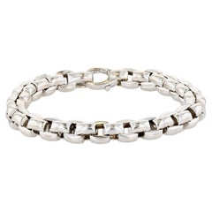 Large White Gold Fope Box Link Bracelet