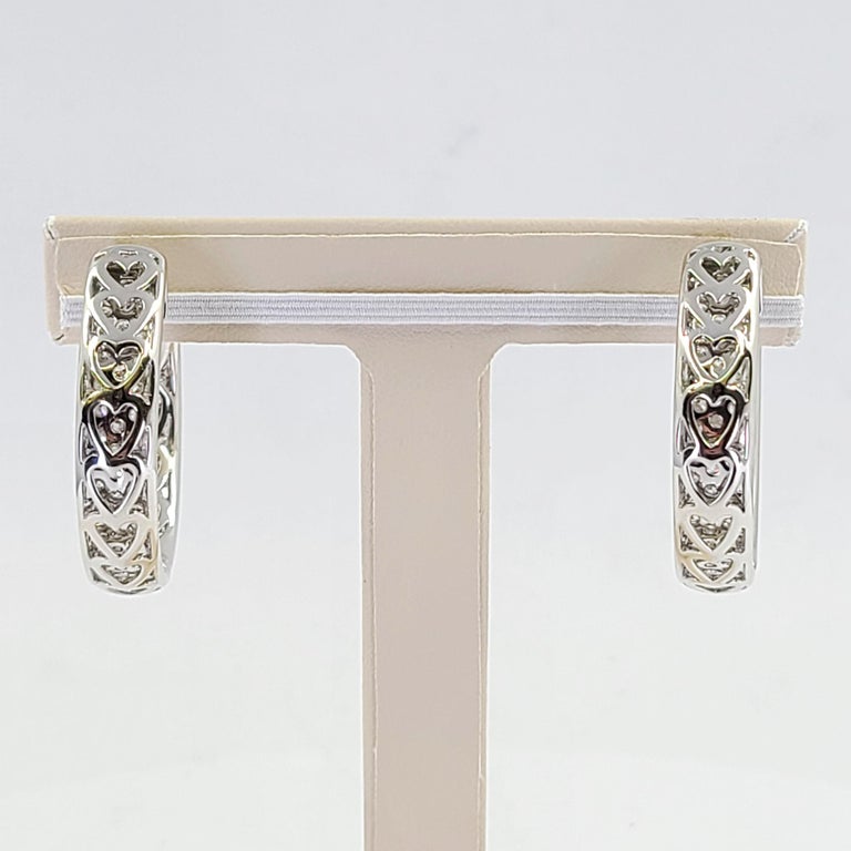 Diamond Pave Hoops in White Gold main image 1