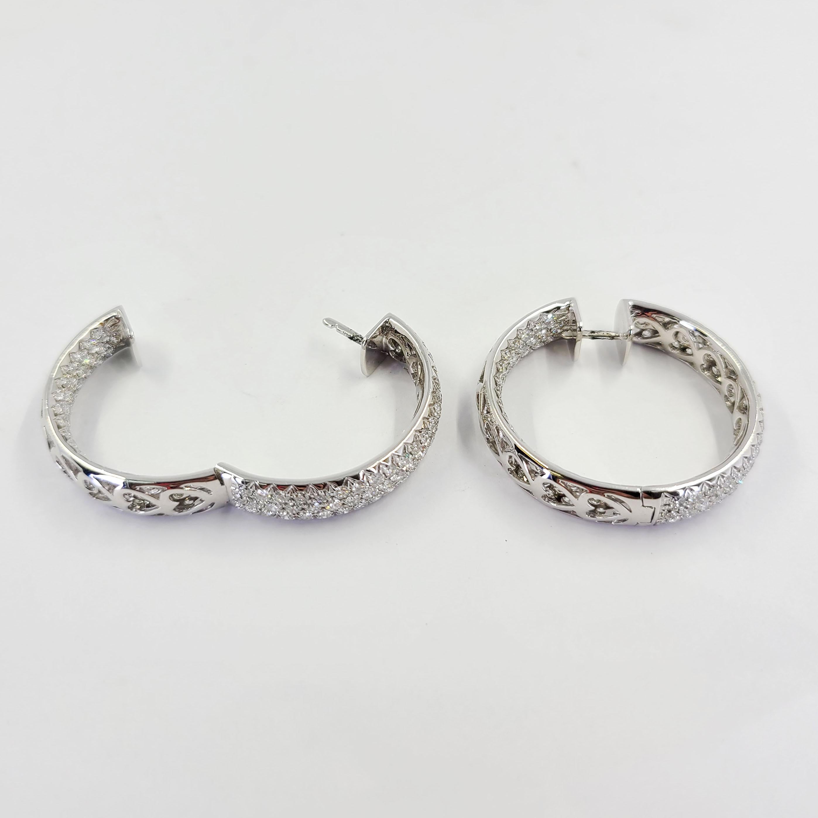 Large White Gold Micropave Diamond Hoops For Sale 1