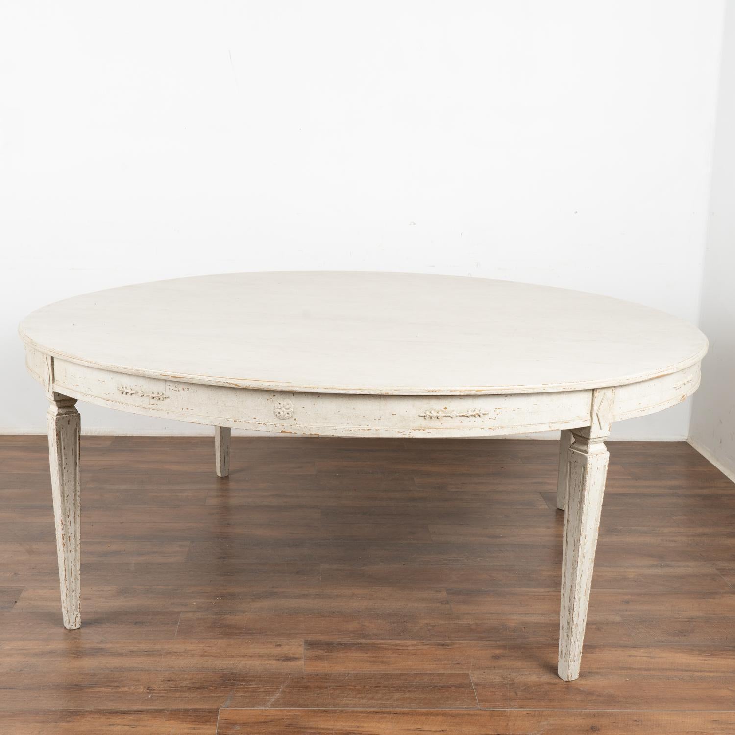 Large White Gustavian Style Round Dining Table, New For Sale 5