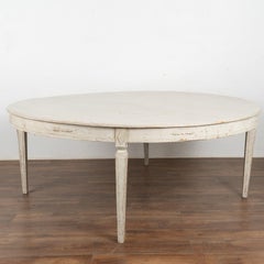 Large White Gustavian Style Round Dining Table, New