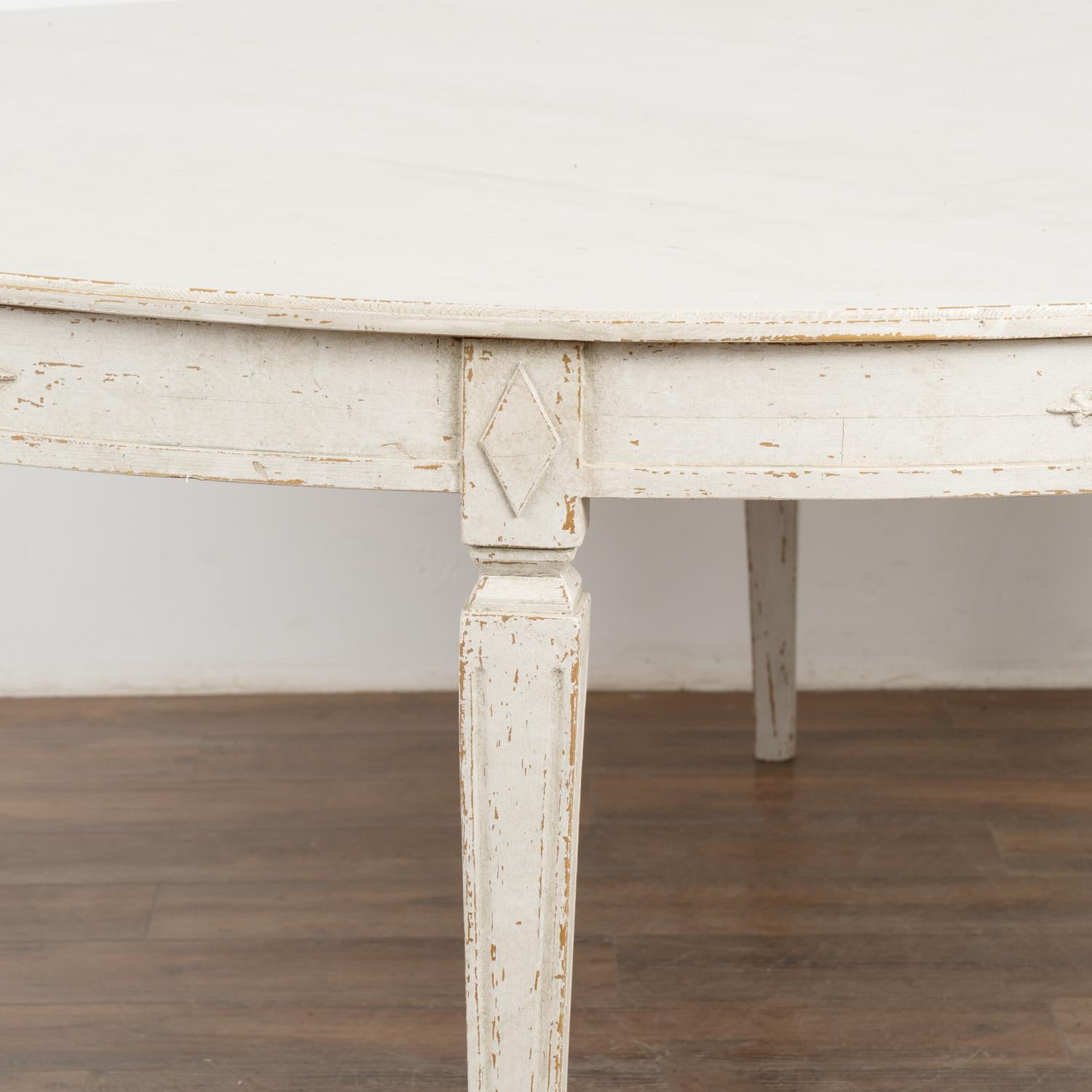Contemporary Large White Gustavian Style Round Dining Table, New For Sale