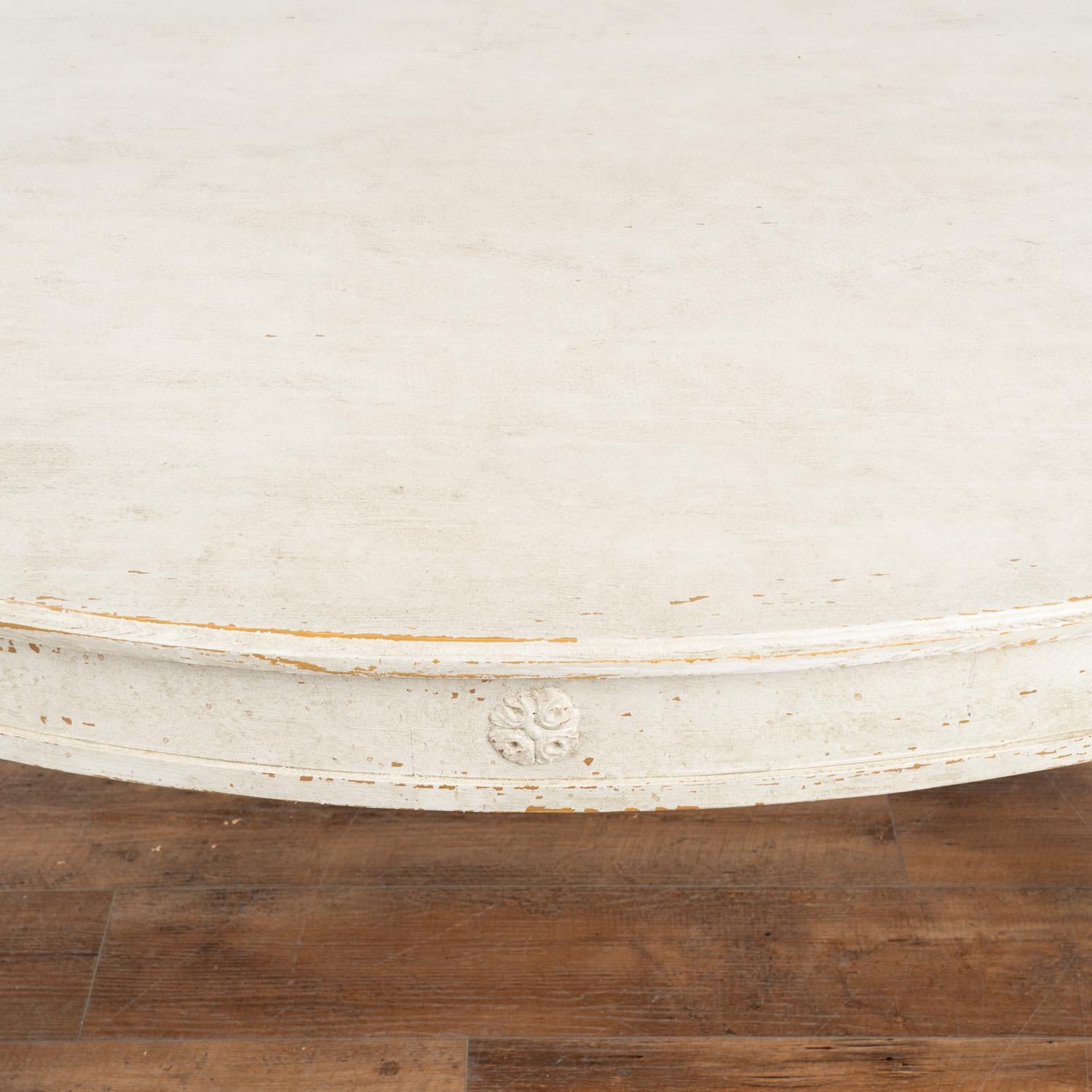 Large White Gustavian Style Round Dining Table, New For Sale 3