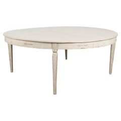 Large White Gustavian Style Round Dining Table, New