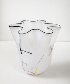 Large White hand blown Handkerchief Vase by Ulrica Hydman-Vallien for Kosta Boda