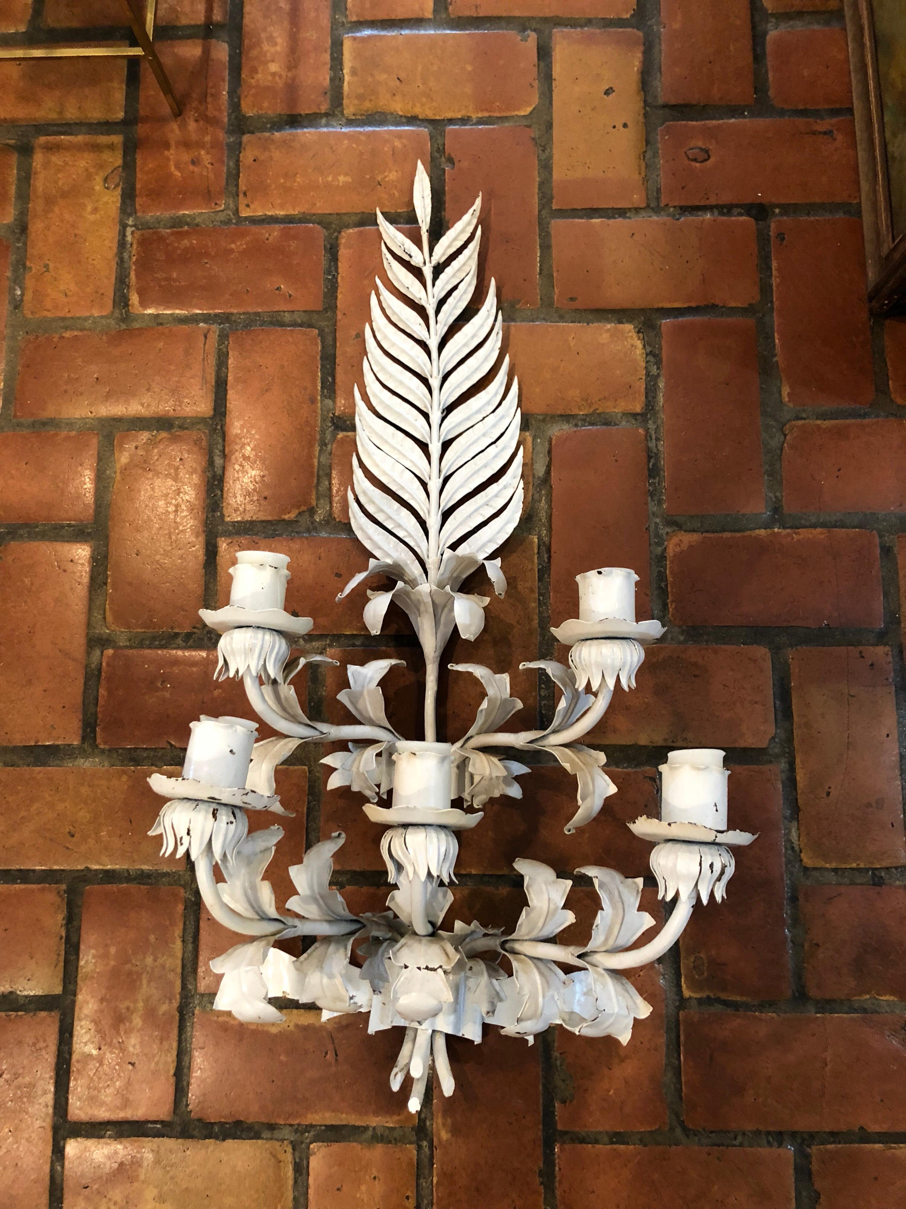 Huge White Hollywood Regency Iron wall Sconce For Sale 6