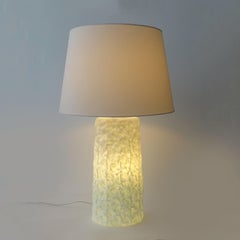 Large White Ice Effect Iridescent Murano Glass Table Lamp, Italy 1970s