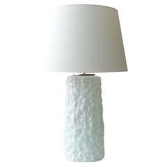 Grande lampada da tavolo in vetro di Murano iridescente effetto ghiaccio bianco, Italia anni '70