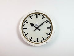 Large White Industrial Factory Wall Clock from Siemens, 1950s