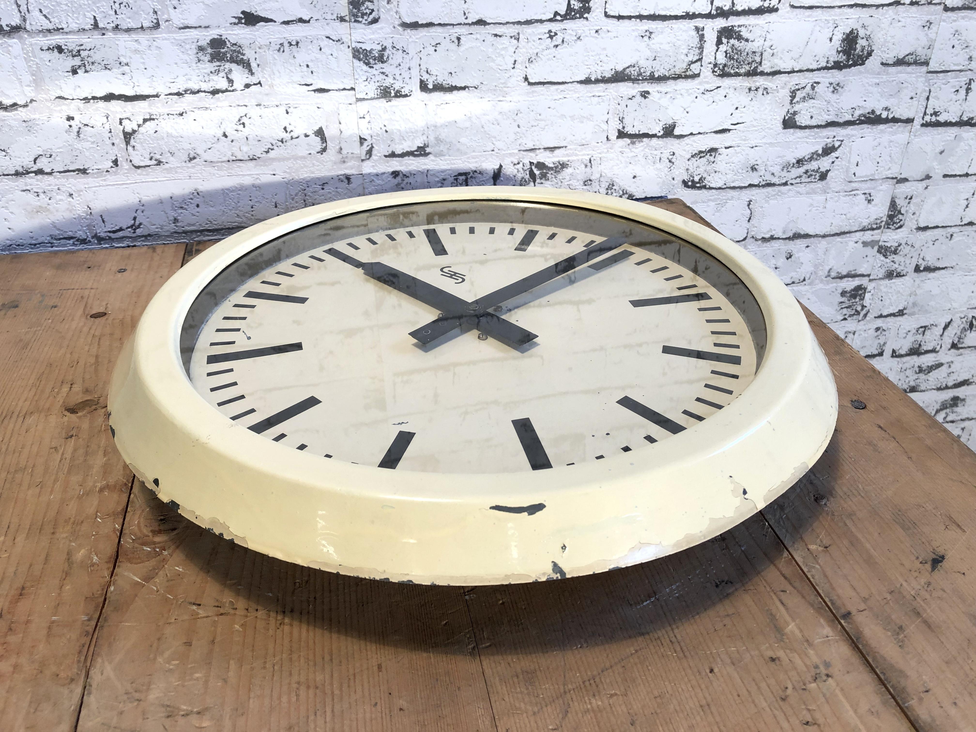 20th Century Large White Industrial Factory Wall Clock From Siemens, 1950s