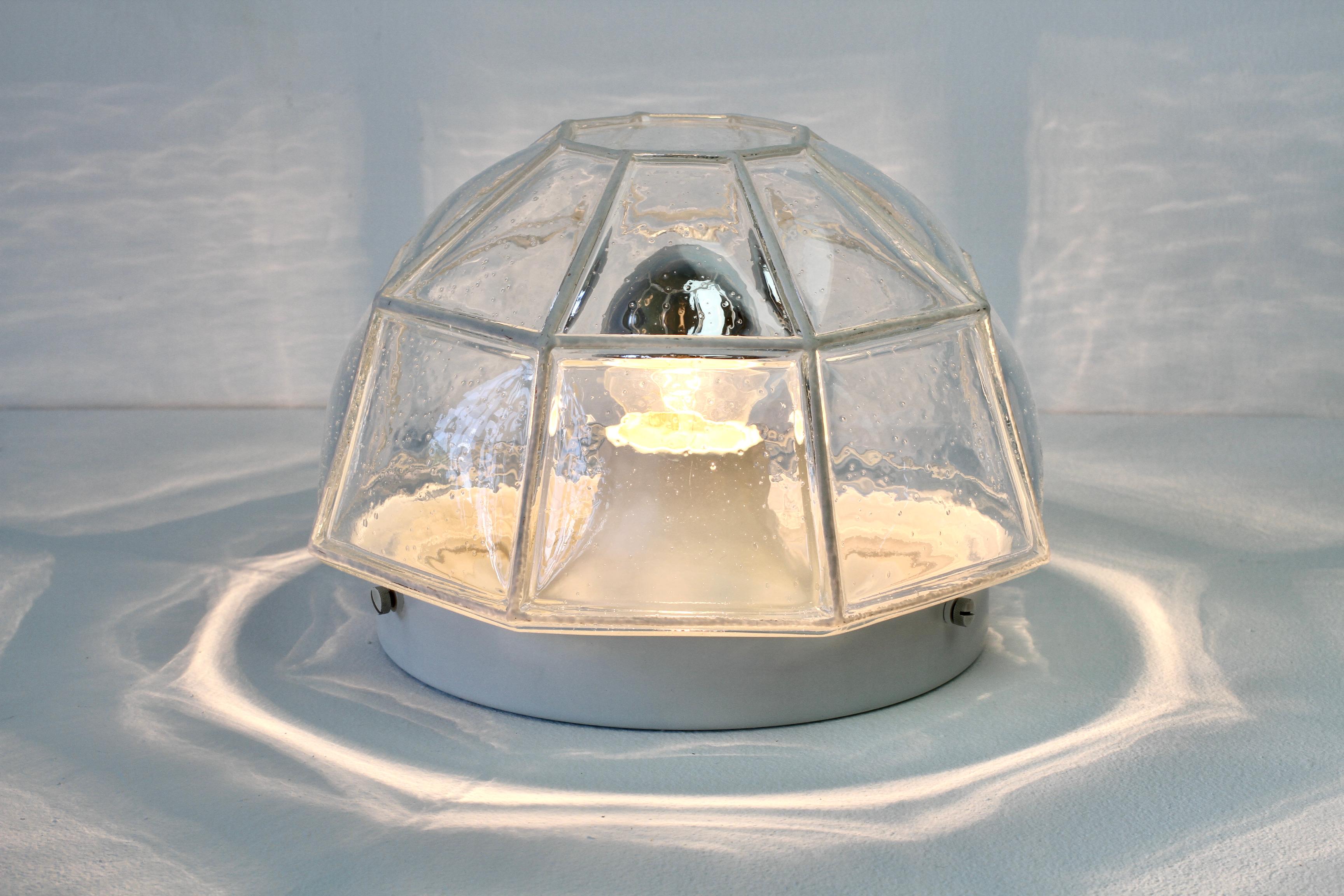 White Iron Bubble Glass Flush Mount Light, Limburg Glashütte, circa 1960s For Sale 2