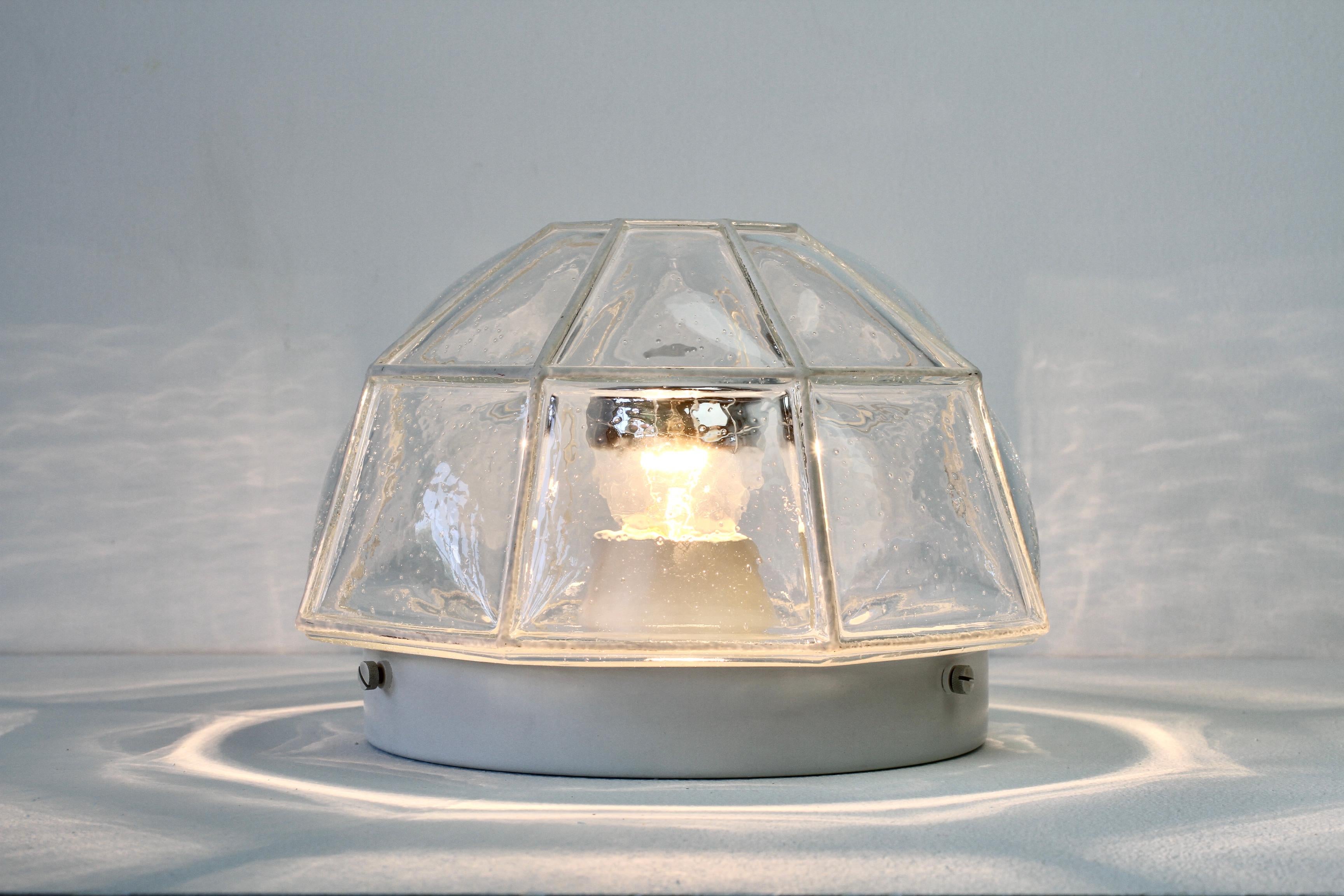 White Iron Bubble Glass Flush Mount Light, Limburg Glashütte, circa 1960s For Sale 3