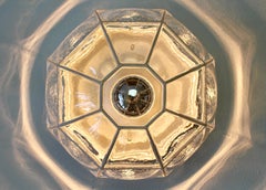 White Iron Bubble Glass Flush Mount Light, Limburg Glashütte, circa 1960s