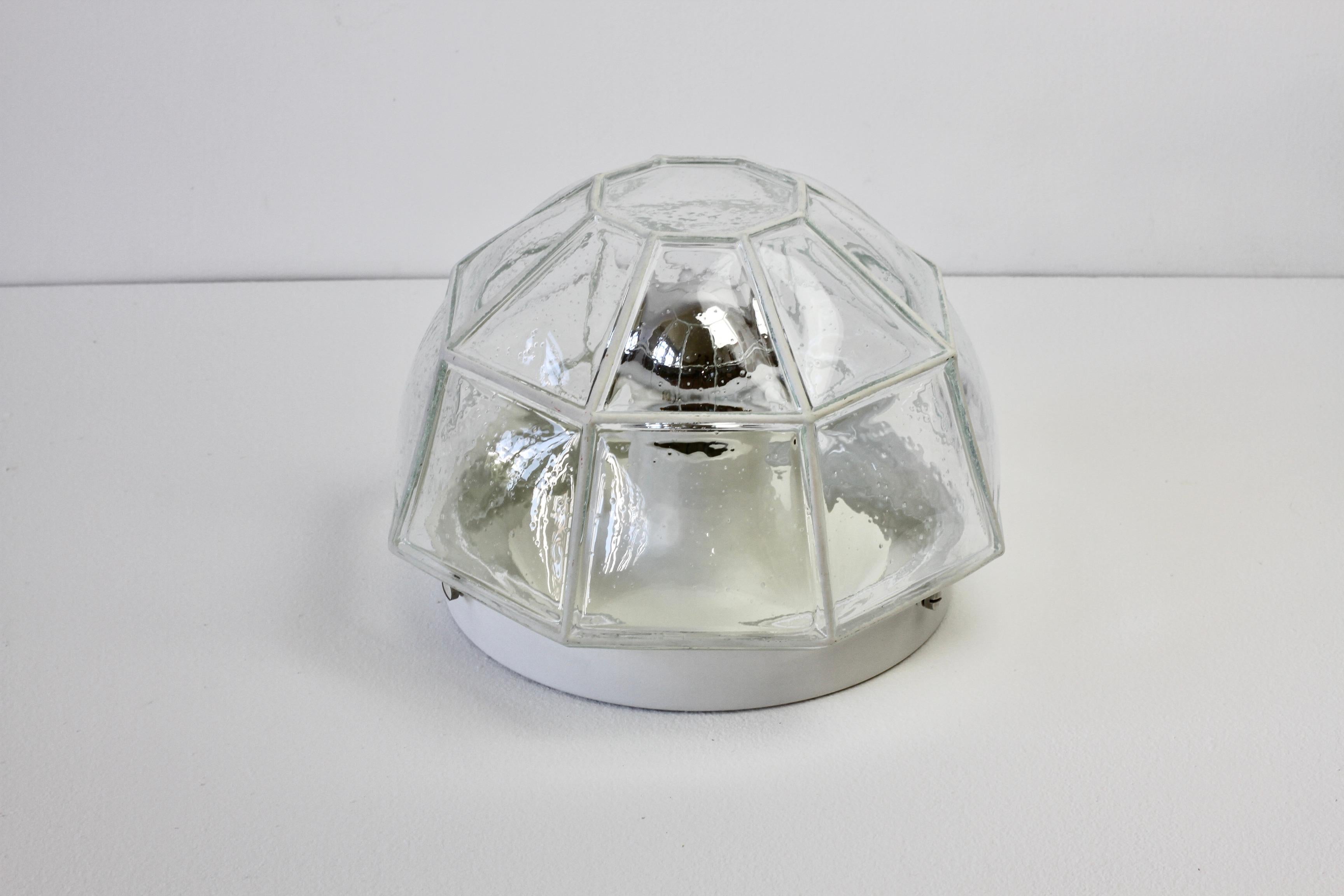 White Iron Bubble Glass Flush Mount Light, Limburg Glashütte, circa 1960s For Sale 1