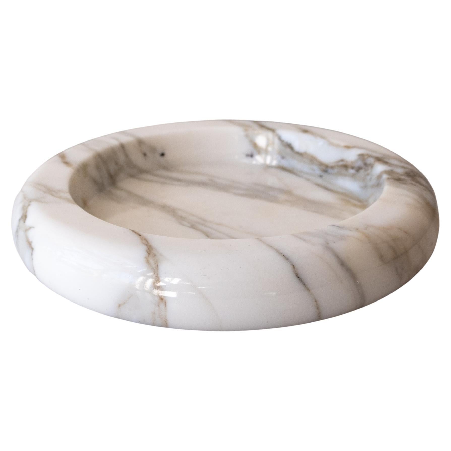 Large White Italian Carrara Marble Bowl Vide-Poche 1960s