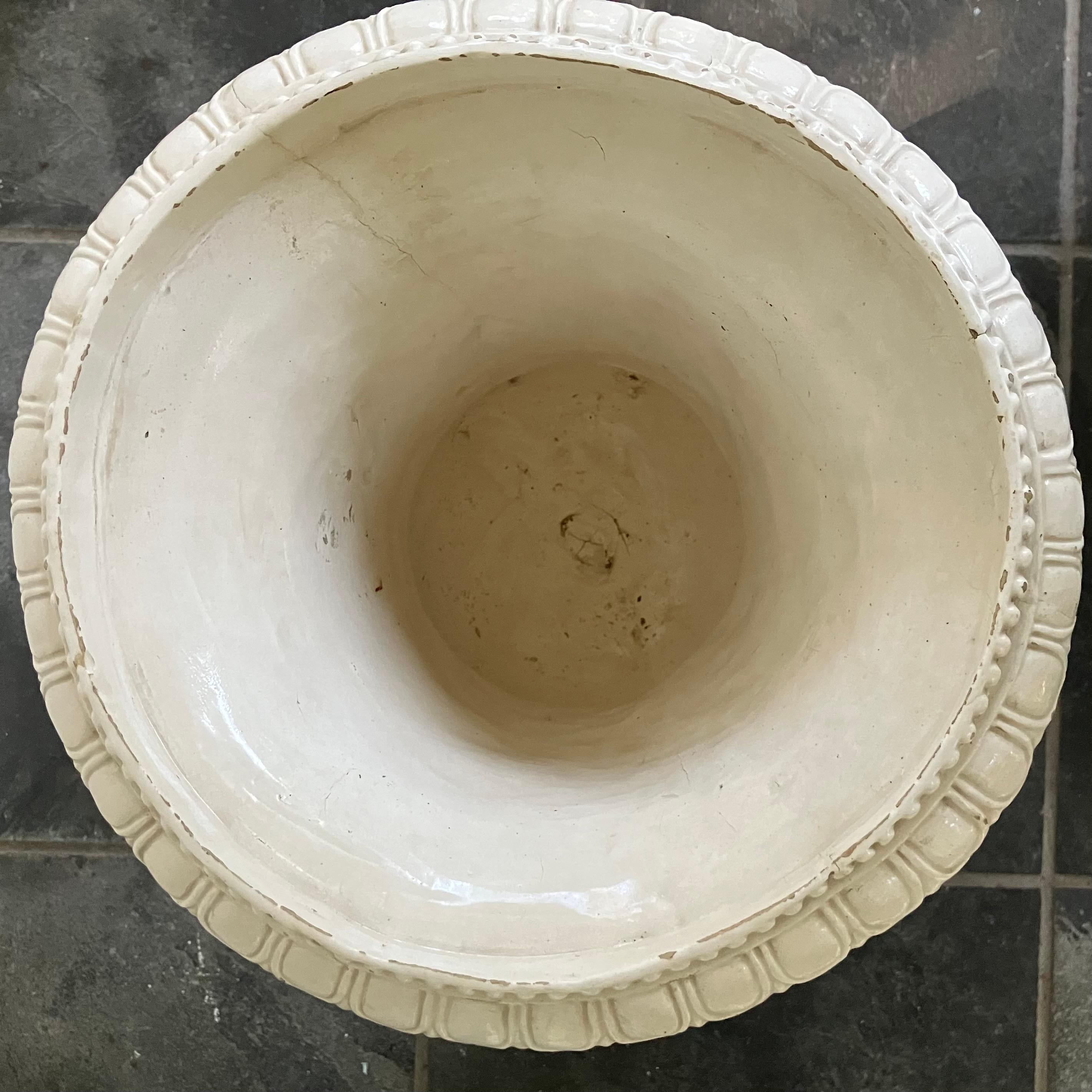Earthenware White Neoclassical Urn For Sale