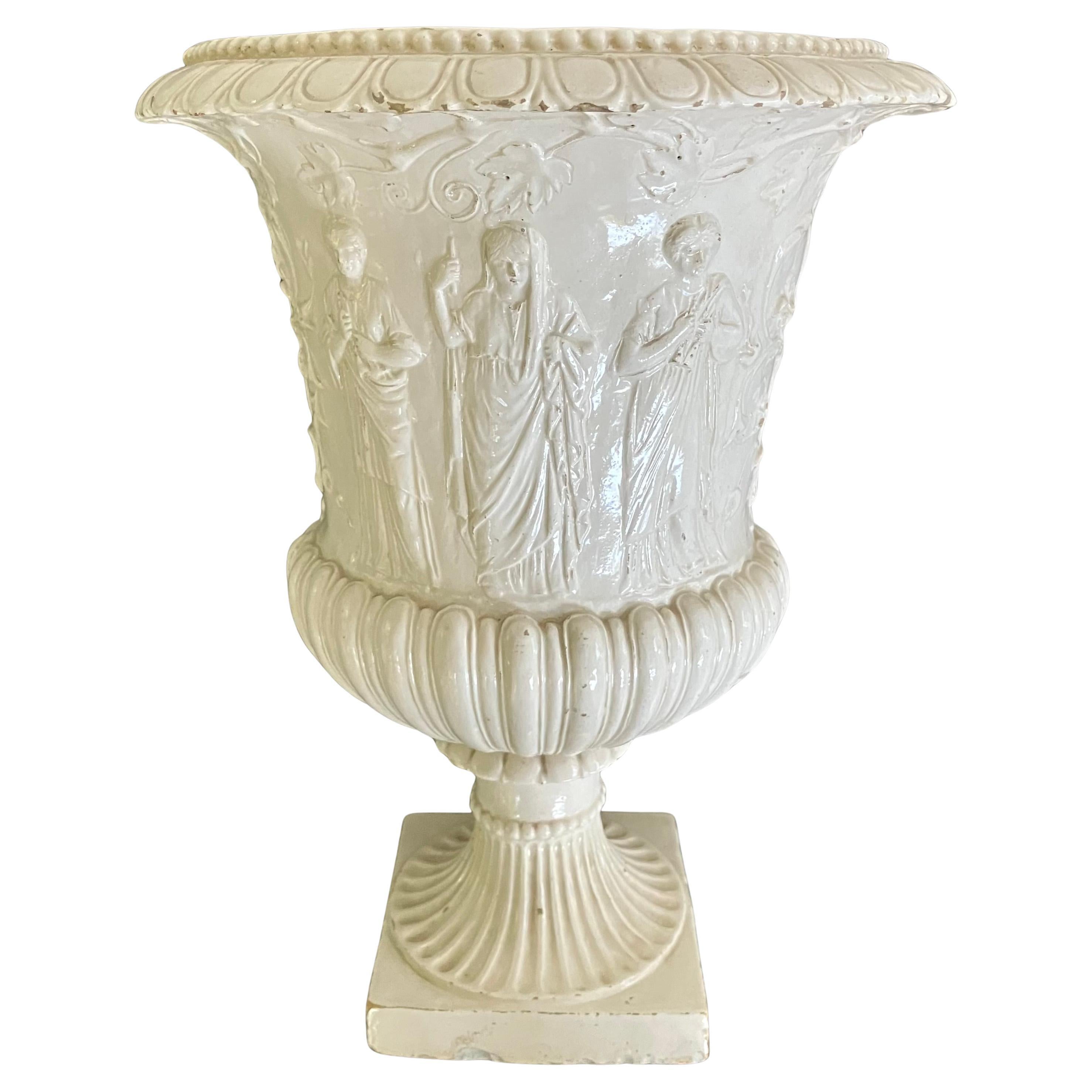 Grande vaso neoclassico bianco italiano
