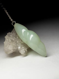 Large White Jade Pendant Carving Opaque Cloud White Spiral Gemstone gift