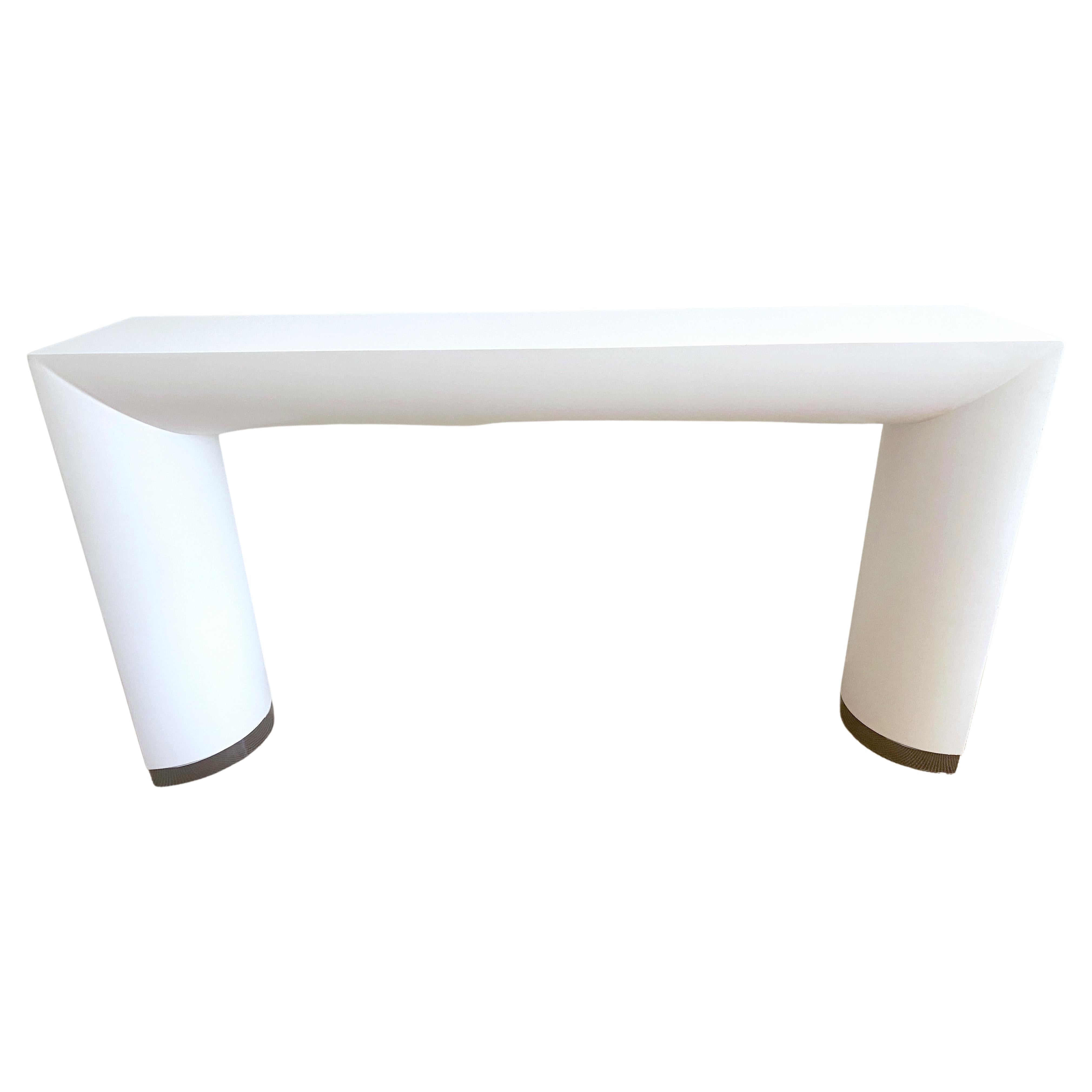 Large White Lacquer Style of Springer 'I-Beam' Console Table, C 1980s