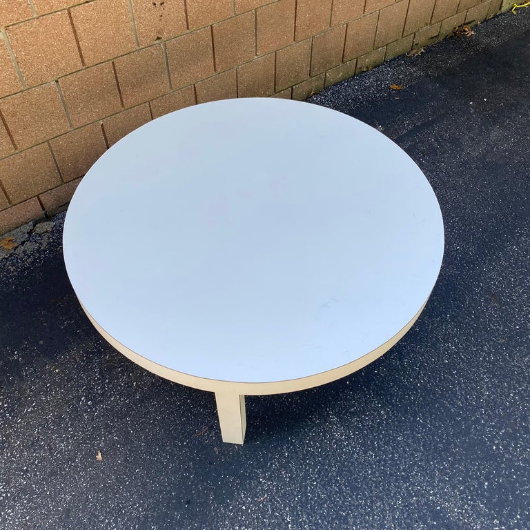 Large White Laminate Round Postmodern MidCentury Modern Coffee Table