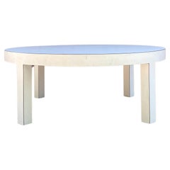 Large White Laminate Round Postmodern Mid-Century Modern Coffee Table Ray Arthur