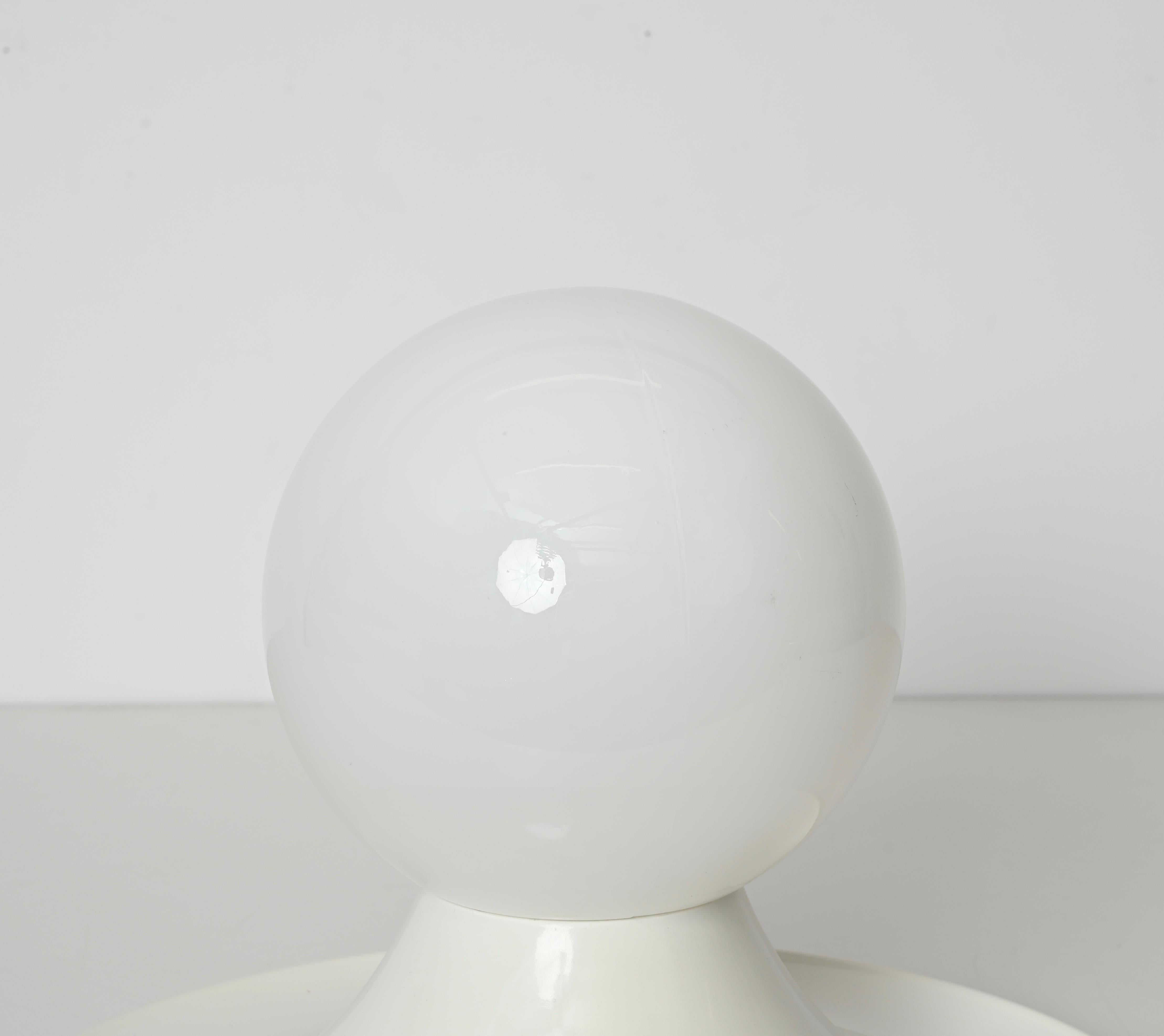 Metal Large White Light Ball Wall or Ceiling Lamps by Castiglioni for Flos, Italy 1960 For Sale