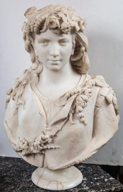 Large White Marble Bust of a Woman