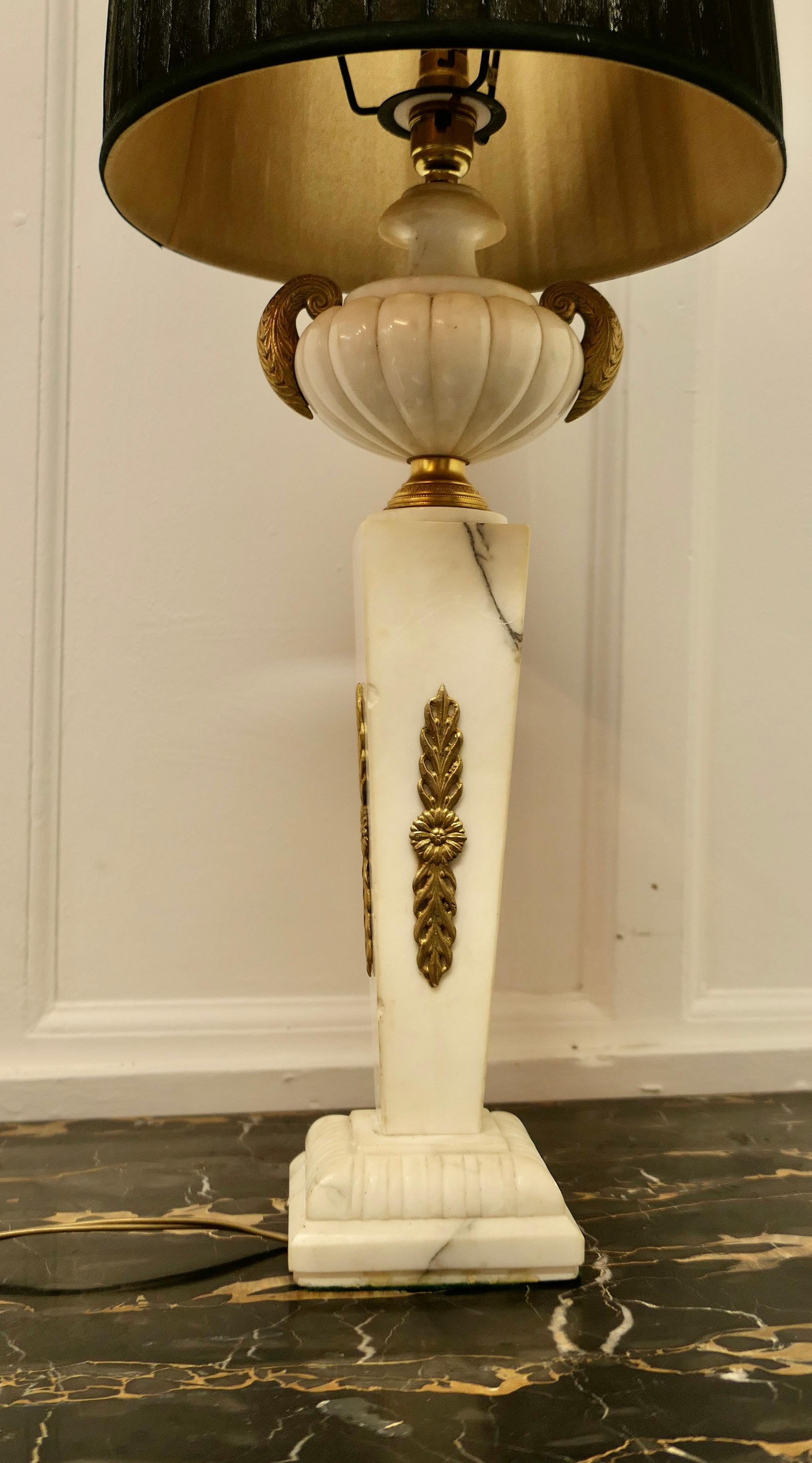 20th Century Large White Marble Classical Greek Style Table Lamp For Sale