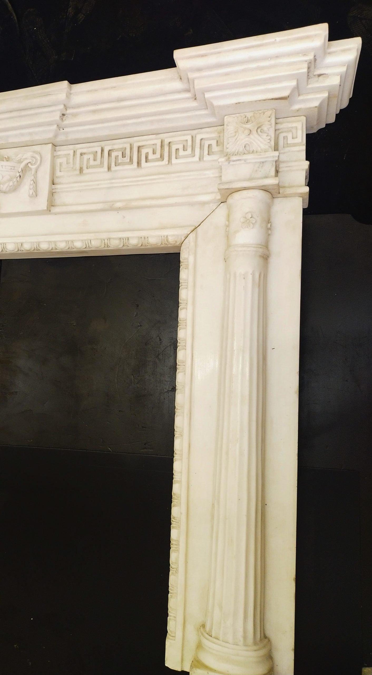 European Large white marble fireplace For Sale