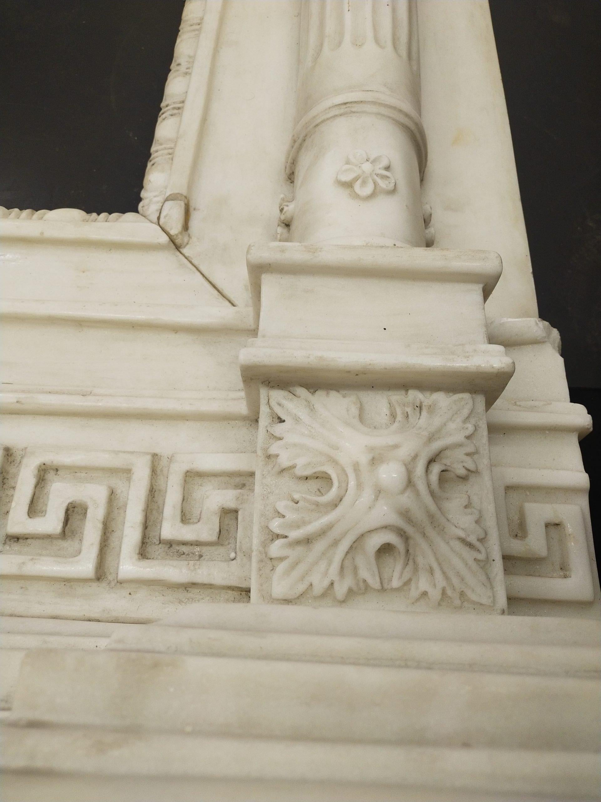 Late 20th Century Large white marble fireplace For Sale