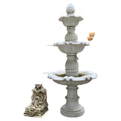 Large White Marble Fountain with Three Tiers, Hand Carved