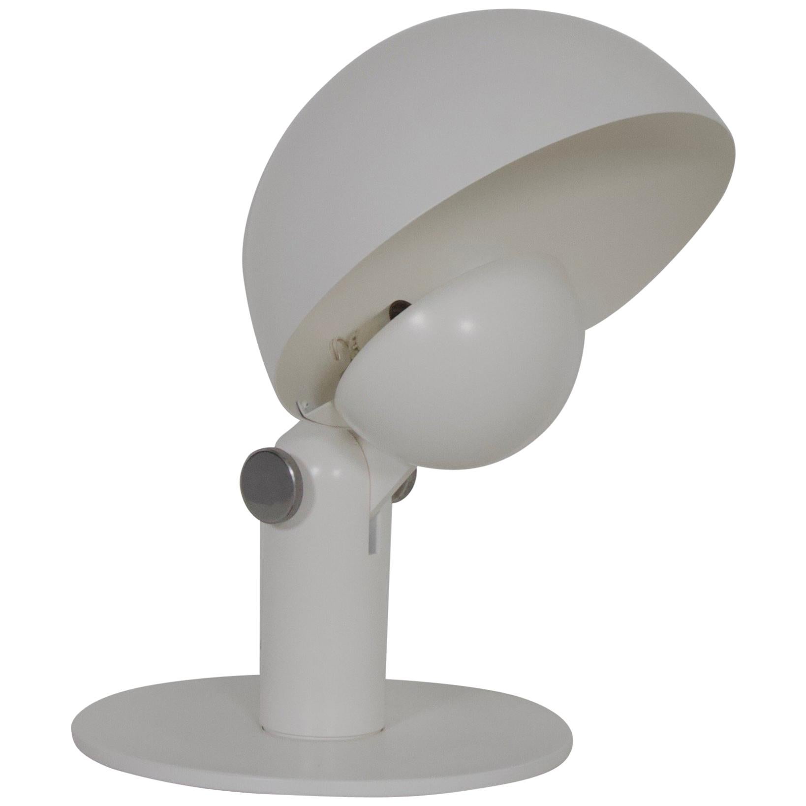 Large White Metal Francesco Buzzi ‘Cuffia’ Table Lamp by Bieffeplast, 1969