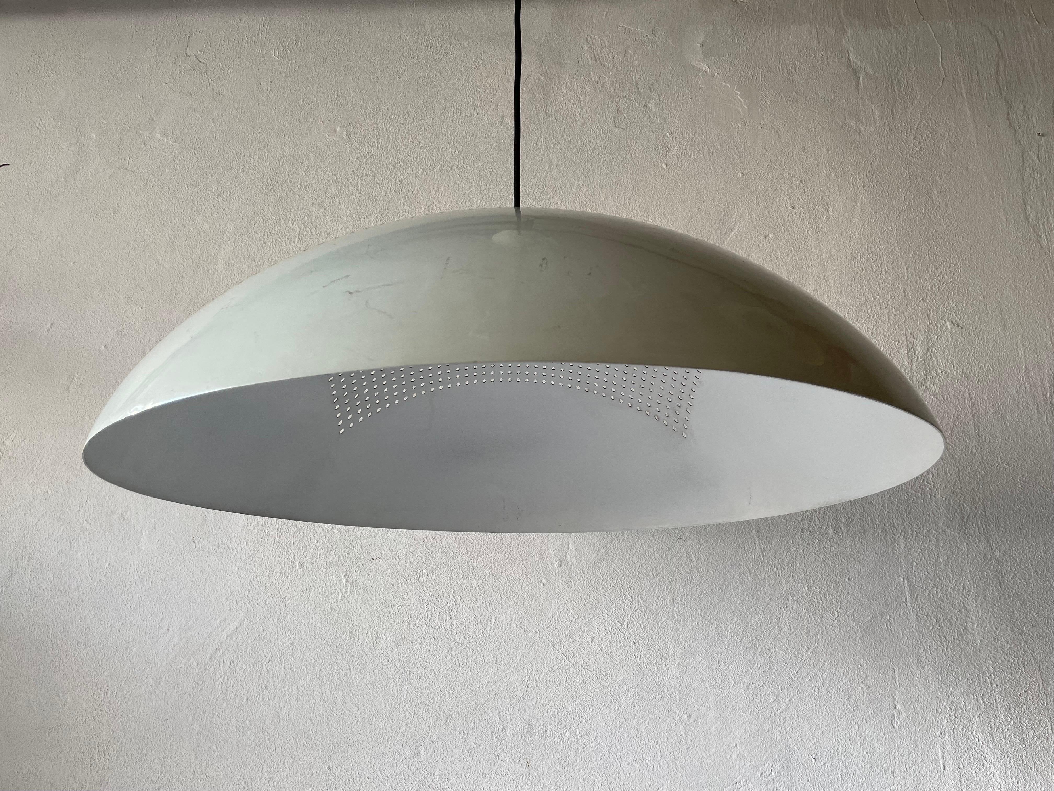Mid-20th Century Large White Metal Pendant Lamp by Piuluce s.r.l Vicenza, 1960s, Italy For Sale