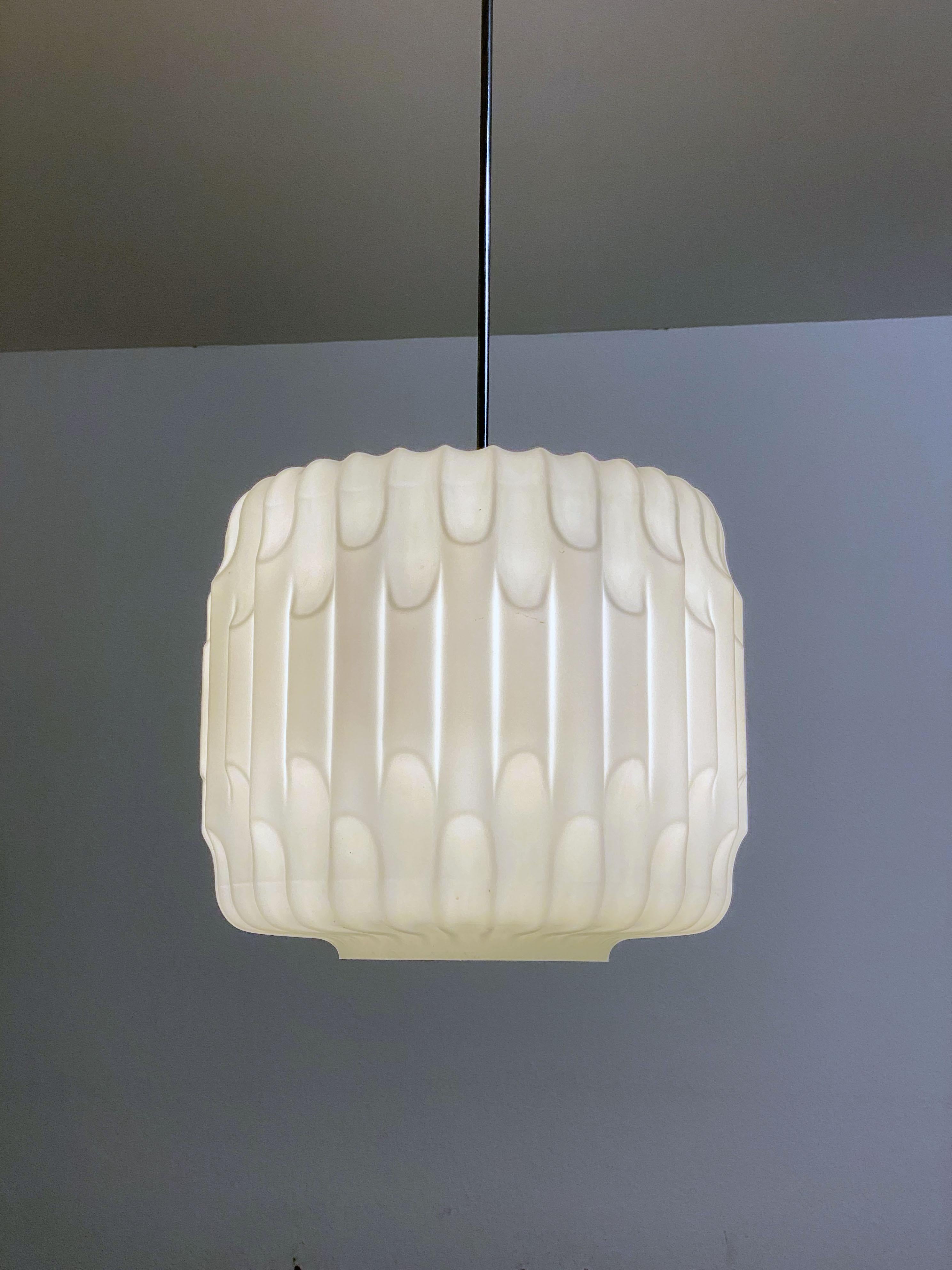 Large White Midcentury Glass Pendant For Sale 4