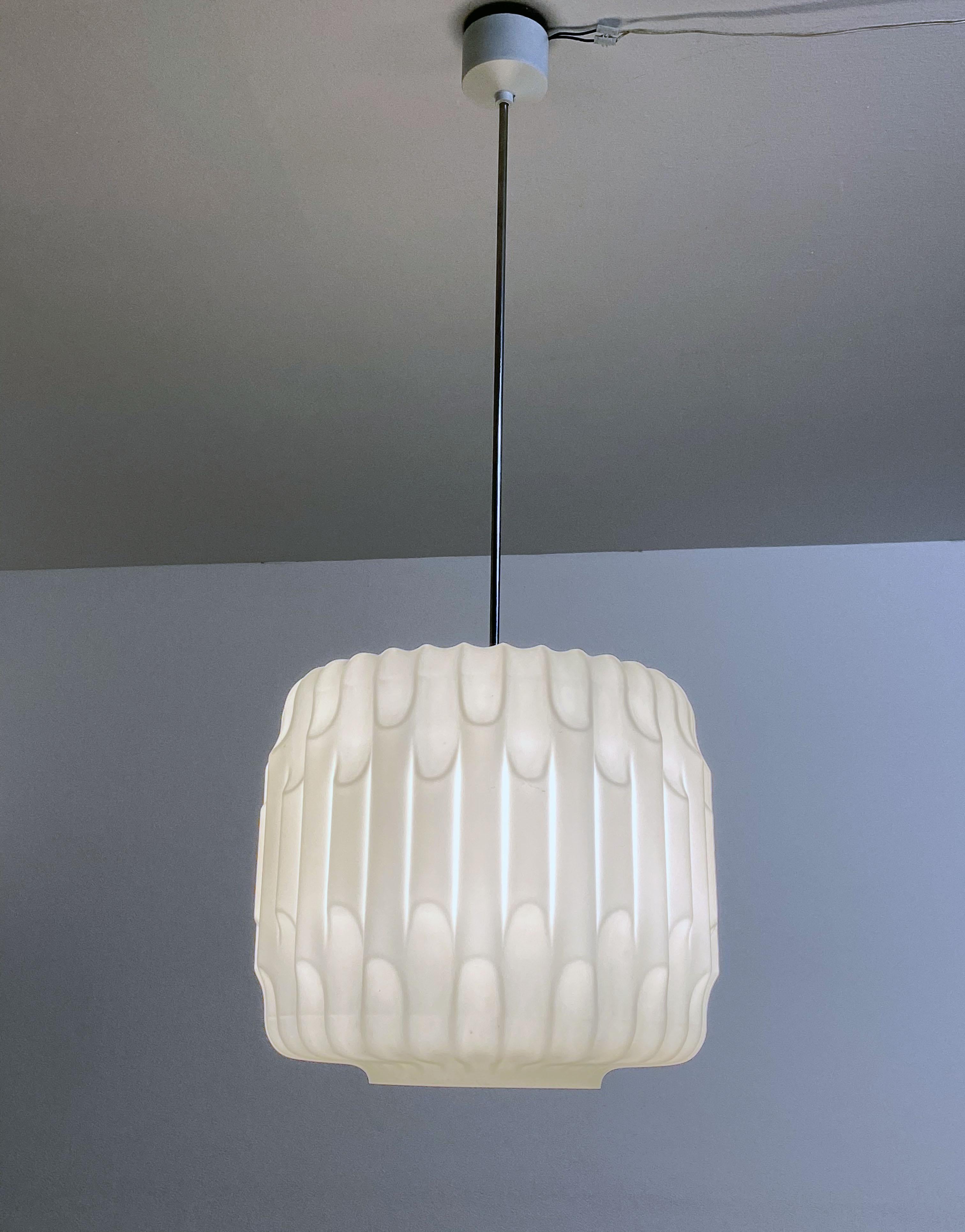 Large White Midcentury Glass Pendant For Sale 5