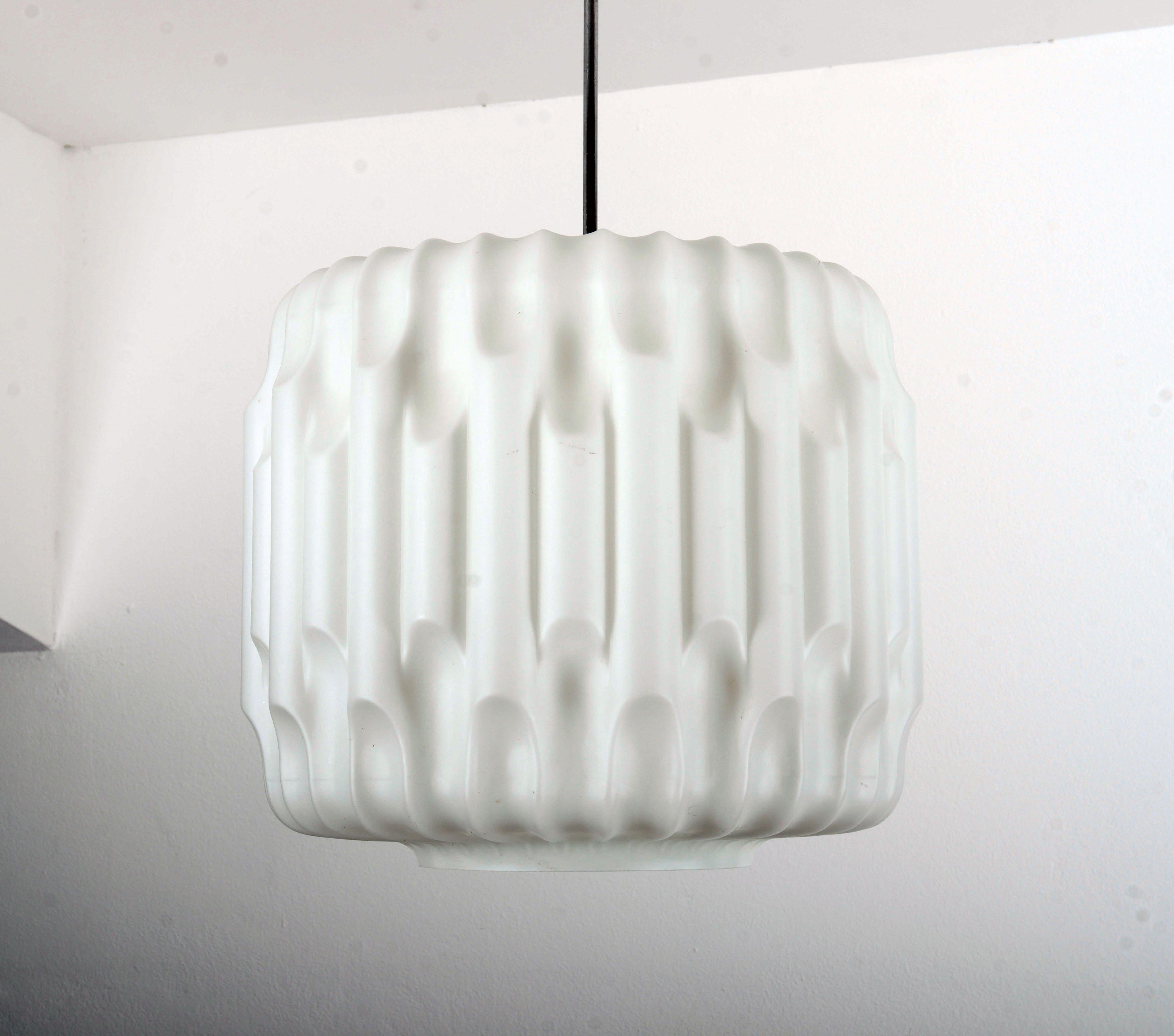 Large White Midcentury Glass Pendant For Sale 7