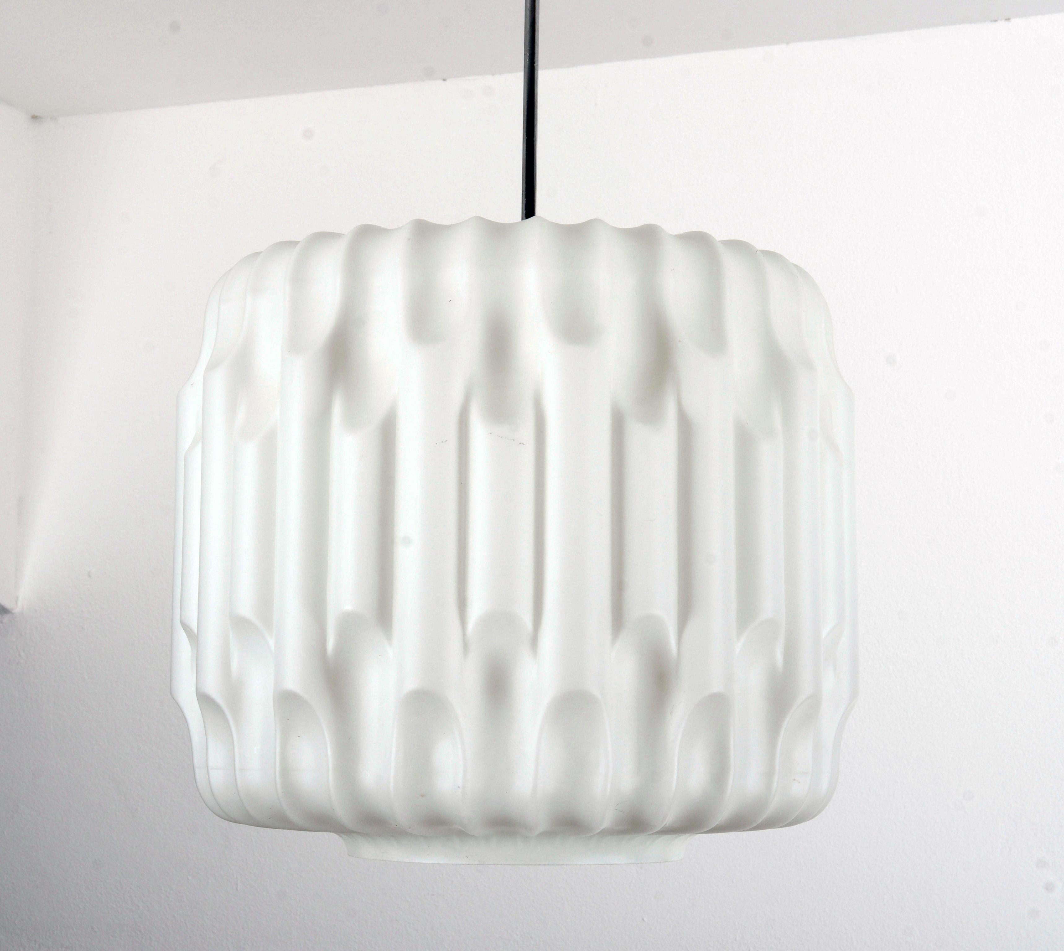 Mid-Century Modern Large White Midcentury Glass Pendant For Sale