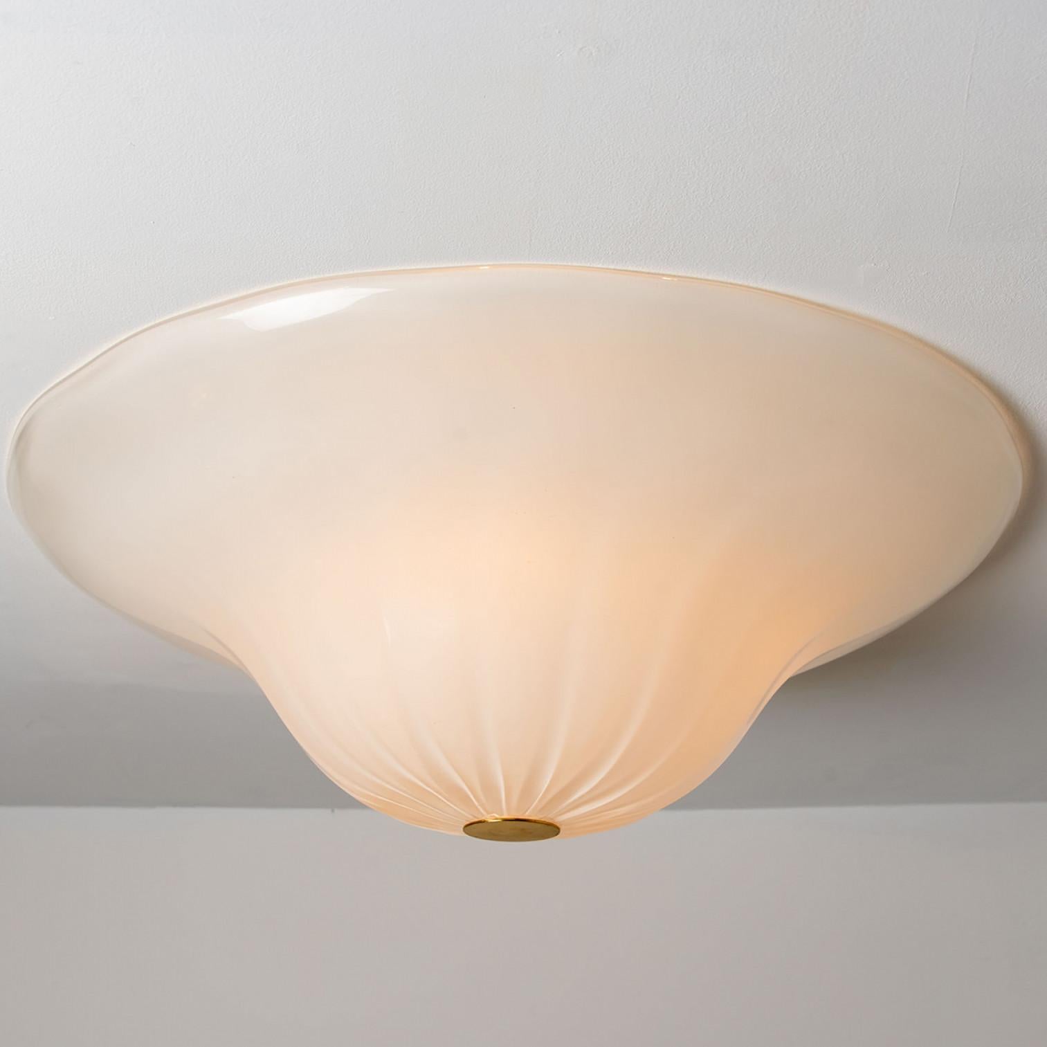 Other Large White Milk Glass Flush Mount by J.T. Kalmar, 1970s For Sale