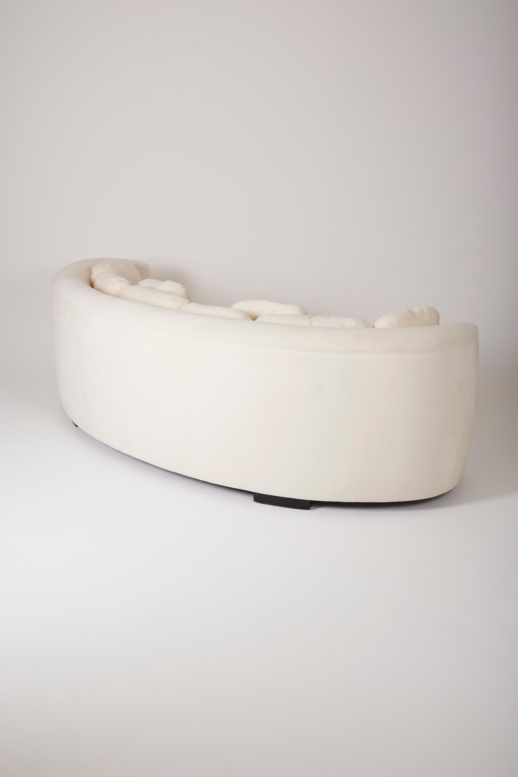 Large white mohair half-moon sofa 6
