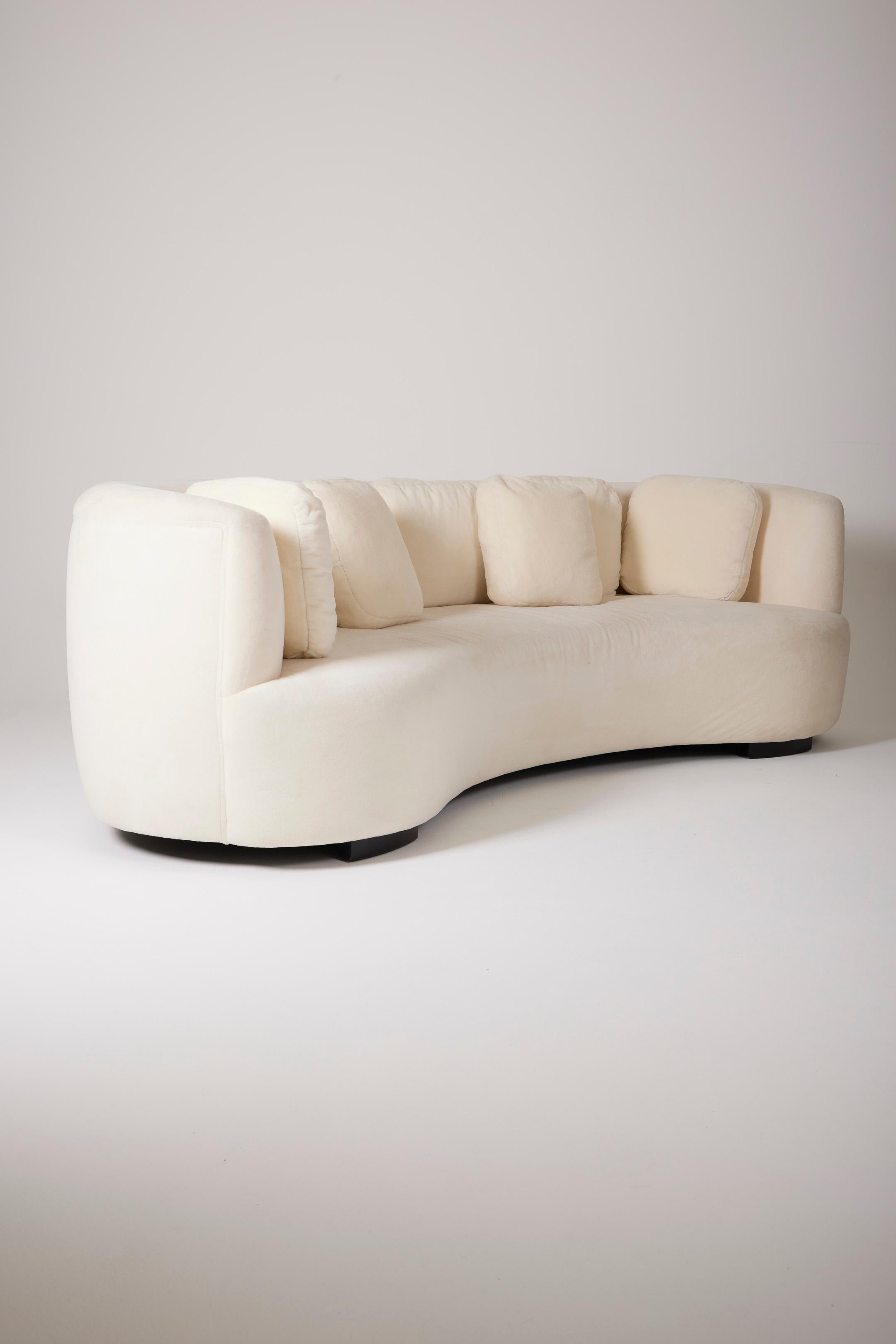 Large white mohair half-moon sofa 11
